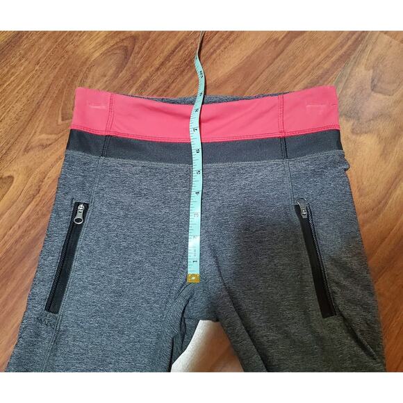 lululemon Inspire Tight II Deep Coal Grey Mesh Marled Grey with Pink Band Size 4 - Picture 9 of 11